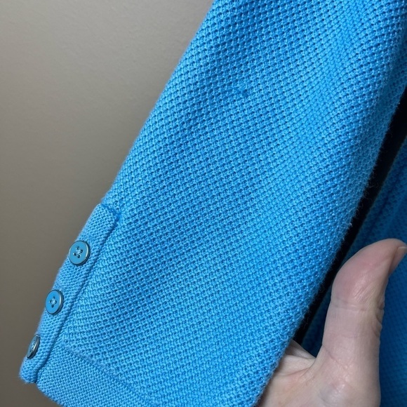 Talbots Turquoise 3/4 Sleeve Scalloped Hem Timeless Knit Pullover Size Small - Picture 3 of 8